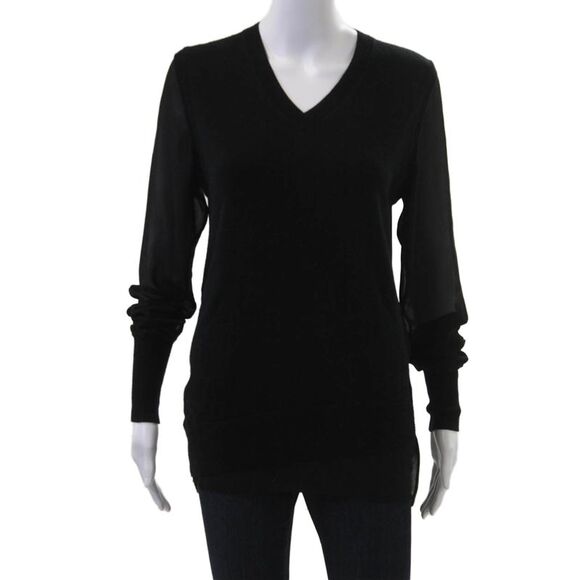 3.1 Phillip Lim Tops - 3.1 Phillip Lim Womens Black V-Neck Pullover Sweater Size S